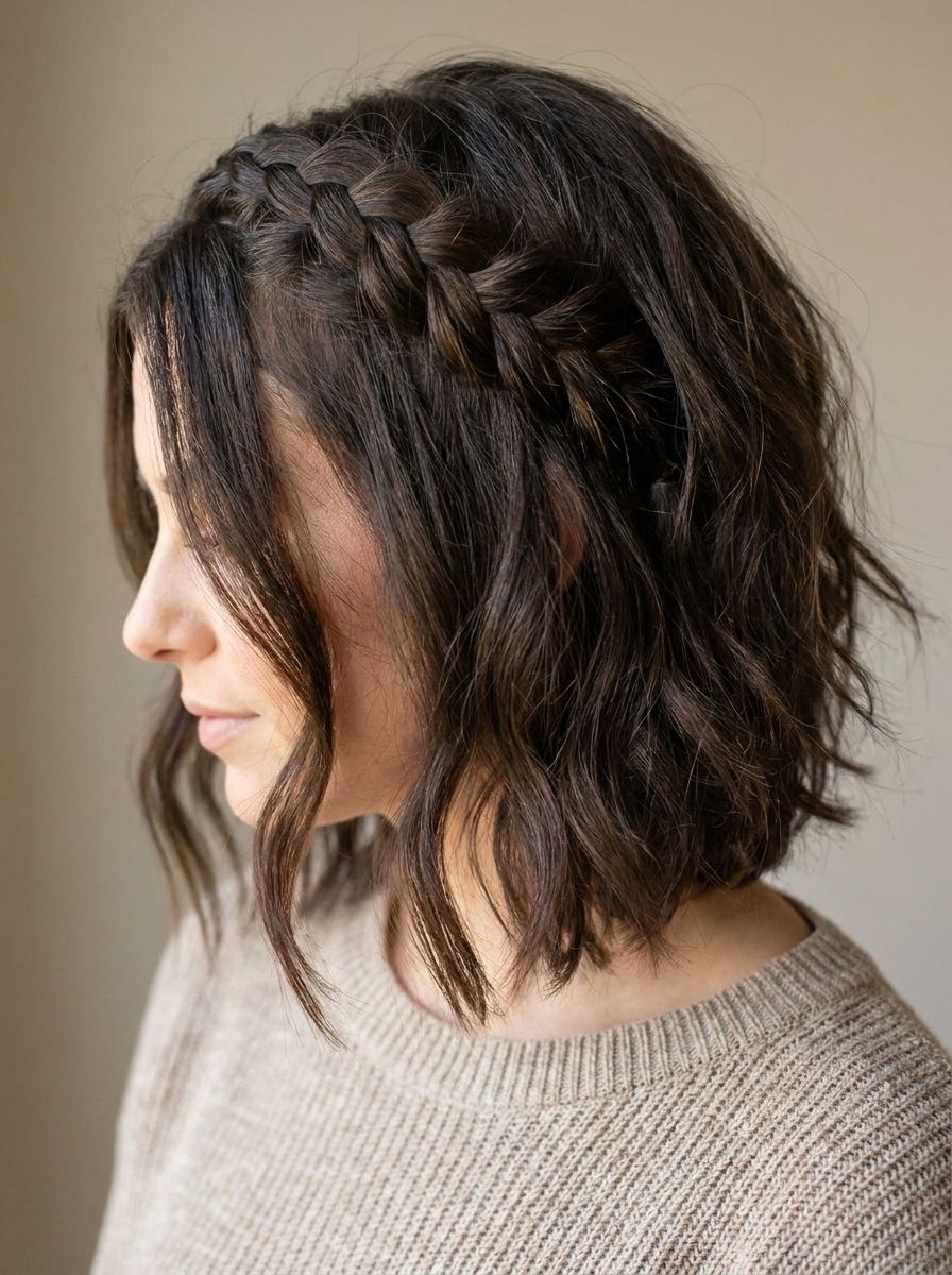 Dutch Braid Akzent am Vorderkopf - Flechtfrisuren für den Bob
